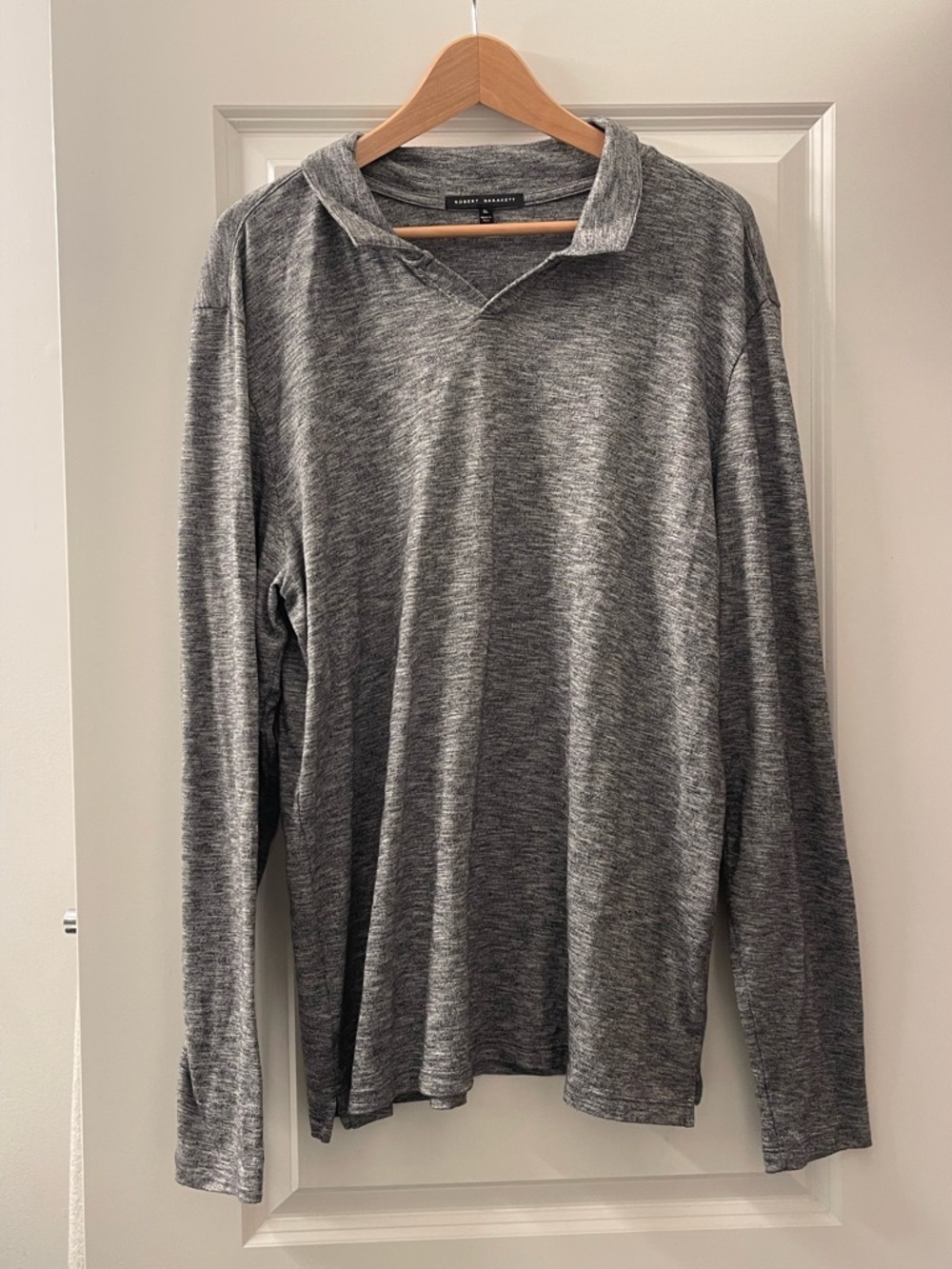 Robert Barakett Men's Long Sleeve Heather Gray Polo-Style Tee